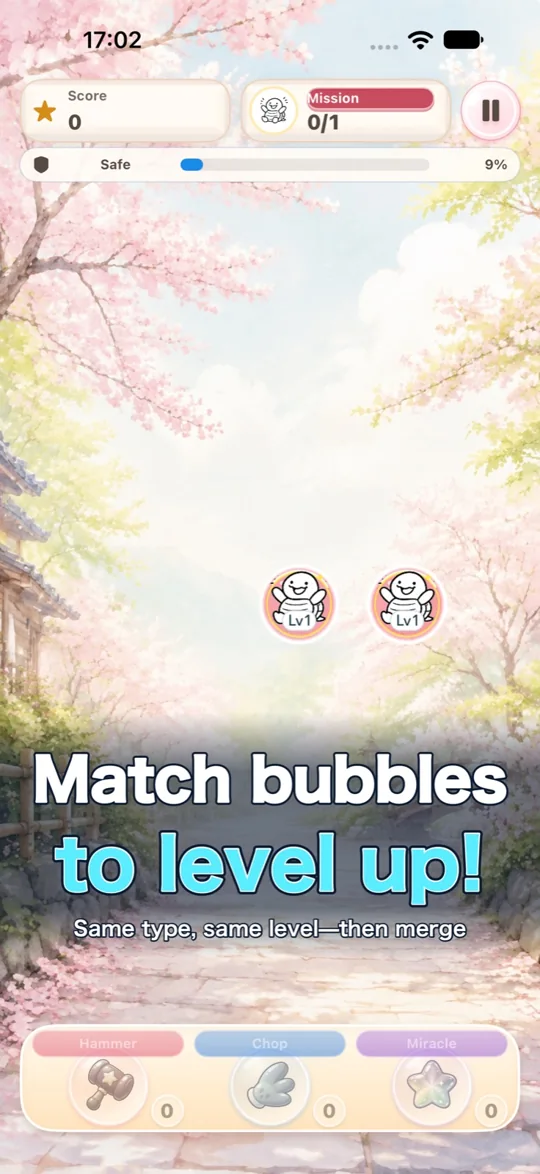 BubbleFuku game presentation showing matching floating bubbles