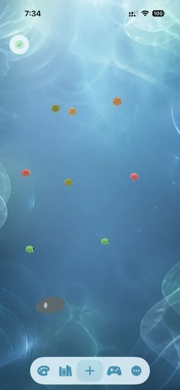 EccoSphere aquarium showing drifting eccos in Japanese