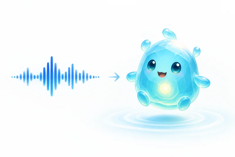 A sound waveform becoming a blue ecco