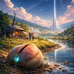 Story illustration: a peach opening onto a fantasy journey